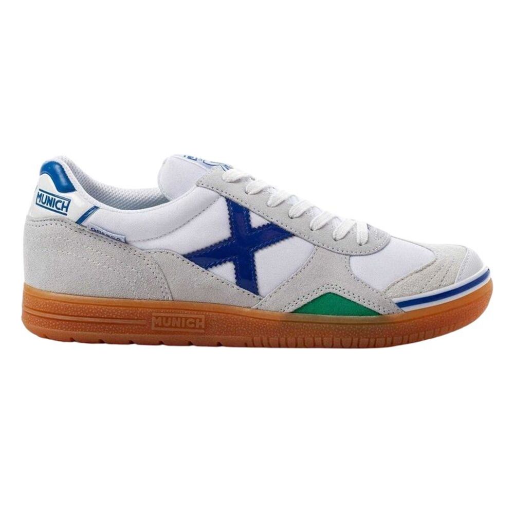 Munich Mens Gresca Signature Reinforced Toe Indoor Football Shoes / White/Blue